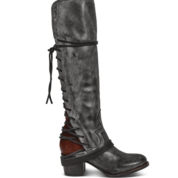 Freebird by Steven Distressed Leather Lace-up Coal Boot in Black - Gray - Picture 9 of 13